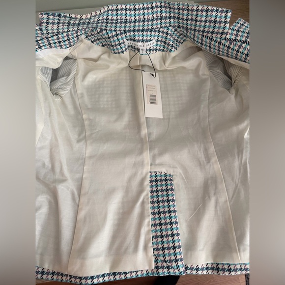 New VERONICA BEARD | Farley Dickey Jacket Turquoise Multi Tweed Houndstooth 0 - Picture 9 of 10